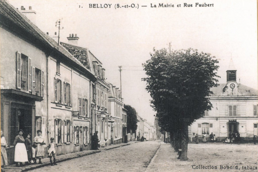 Belloy carte postale, mairie et rue Faubert